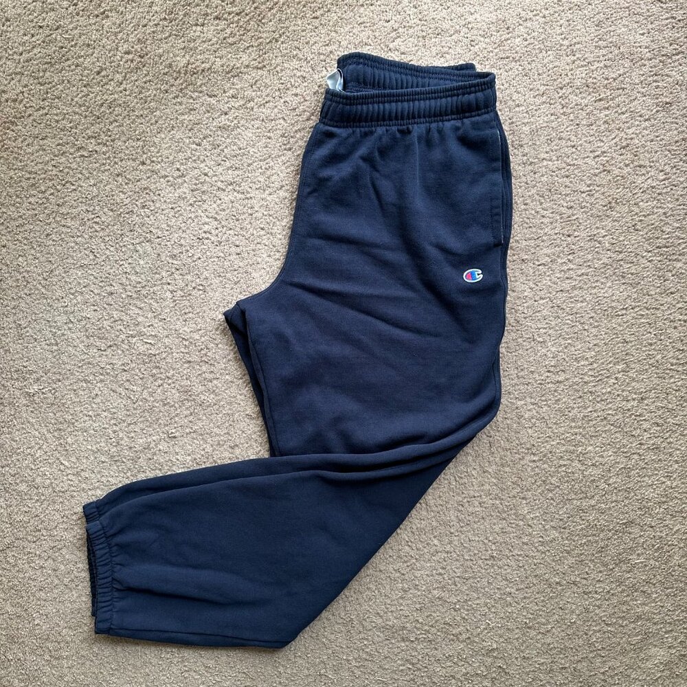 Champion Sweatpants Mens XL 36x32 Straight Leg Elastic Waist Navy Blue Mid Rise